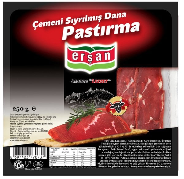 Çemensi̇z Süper Seçme Pastırma 250 Gr